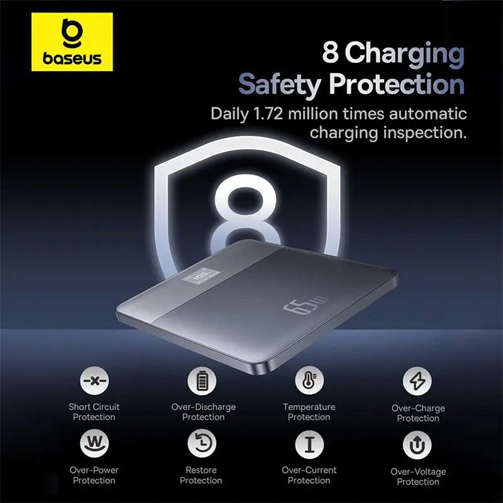 Baseus Blade 2 külső akkumulátor, 12000mAh, 65W, PD, 2 x USB-C, narancssárga P10063801733-00