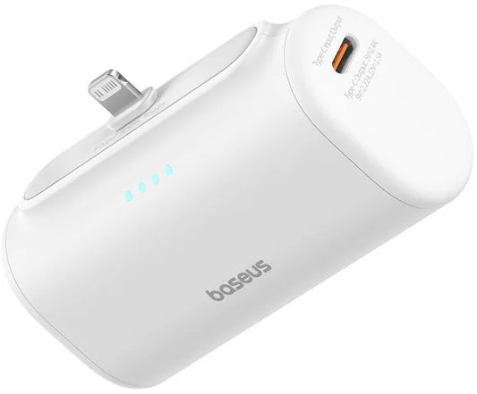 Baseus Compact külső akkumulátor, 5000mAh, 20W, PD, 1 x Lightning - 1 x USB-C, Fehér P10068307213-00