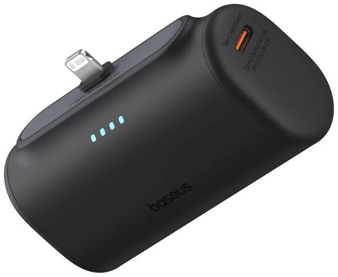 Baseus Compact külső akkumulátor, 5000mAh, 20W, PD, 1 x Lightning - 1 x USB-C, Fekete P10068307113-00