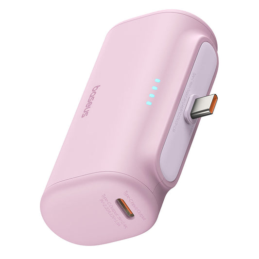 Baseus Compact külső akkumulátor, 5000mAh, 20W, PD, 2 x USB-C, Rózsaszín P10068306413-00