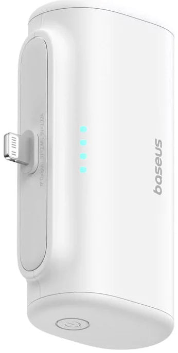 Baseus Compact külső akkumulátor, 5000mAh, 20W, PD, 1 x Lightning - 1 x USB-C, Fehér P10068307213-00