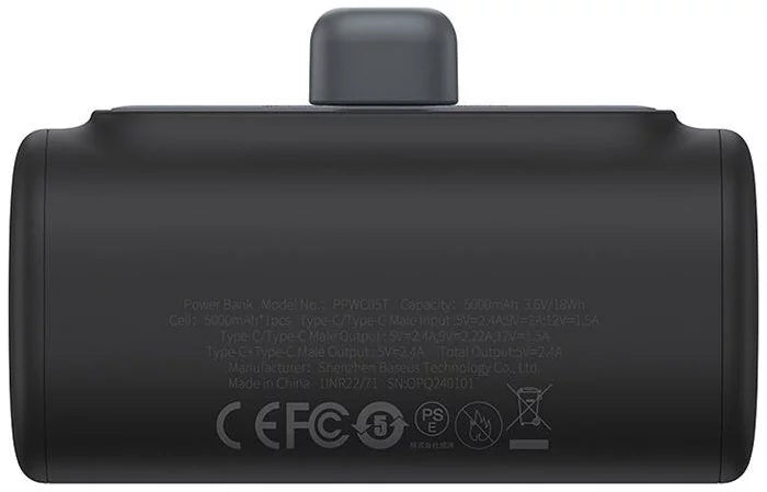 Baseus Compact külső akkumulátor, 5000mAh, 20W, PD, 2 x USB-C, fekete P10068306113-00