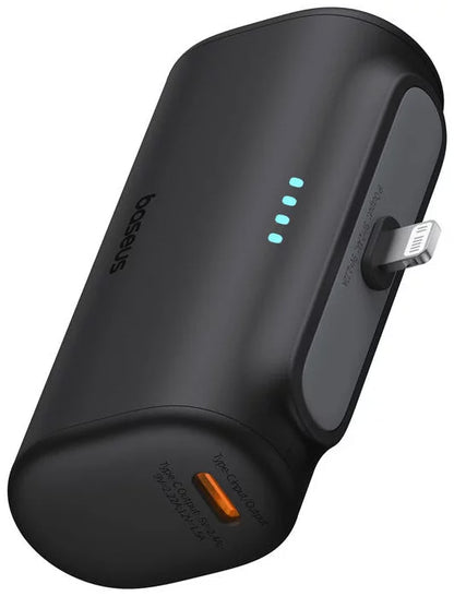 Baseus Compact külső akkumulátor, 5000mAh, 20W, PD, 1 x Lightning - 1 x USB-C, Fekete P10068307113-00