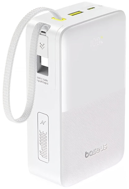 Baseus EnerFill Bipow2 Pro külső akkumulátor, 30000mAh, 22.5W, QC + PD, 1 x USB-A - 2 x USB-C, Fehér E0028101