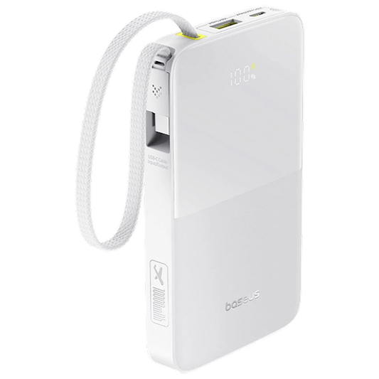 Baseus EnerFill Bipow2 Pro külső akkumulátor, 10000mAh, 22.5W, QC + PD, 1 x USB-A - 2 x USB-C, Fehér E0027601