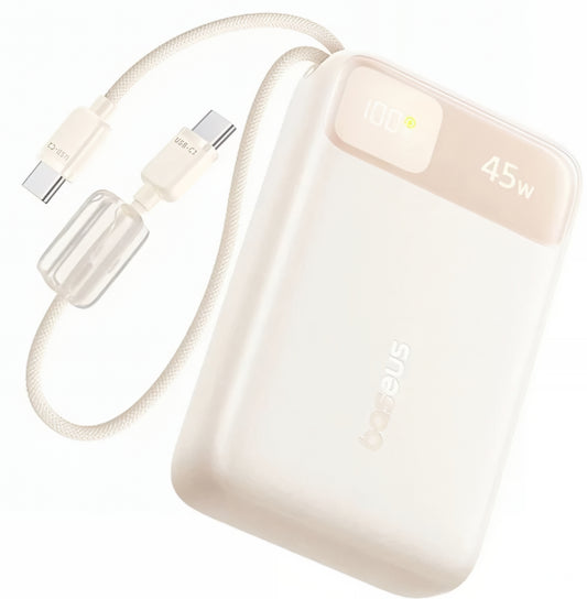 Baseus EnerFill FC11 külső akkumulátor, 20000mAh, 45W, QC + PD, 1 x USB-A - 3 x USB-C, Bézs E0031101