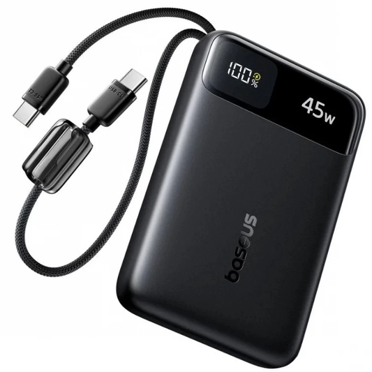 Baseus EnerFill FC11 külső akkumulátor, 10000mAh, 45W, QC + PD, 1 x USB-A - 3 x USB-C, Fekete E0031000