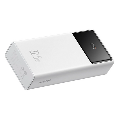 Baseus EnerFill FP41 külső akkumulátor, 30000mAh, 22,5W, QC + PD, 1 x USB-C - 2 x USB-A, Fehér E0027K01
