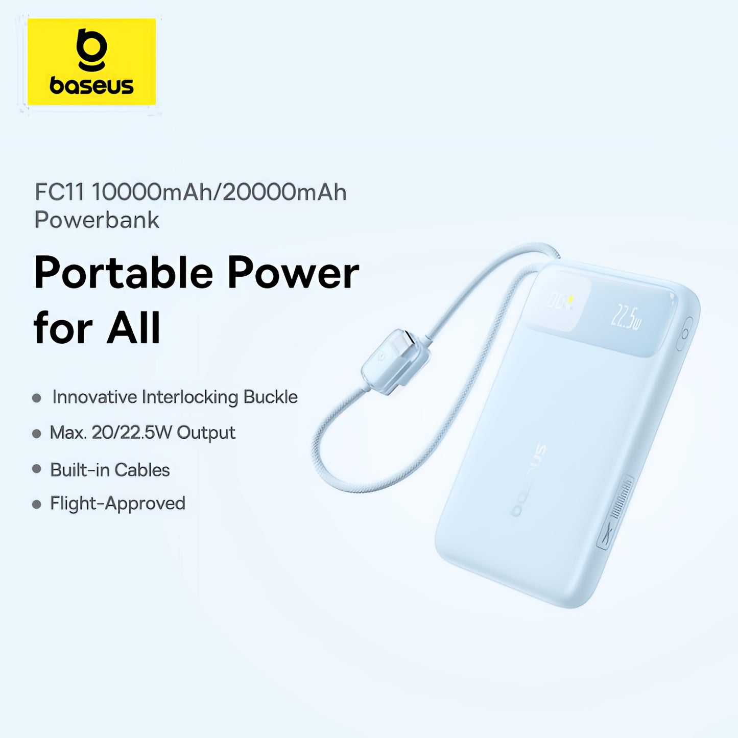 Baseus EnerFill FC11 külső akkumulátor, 20000mAh, 22,5W, QC + PD, 1 x Lightning - 1 x USB-A - 2 x USB-C, Kék E0027S06