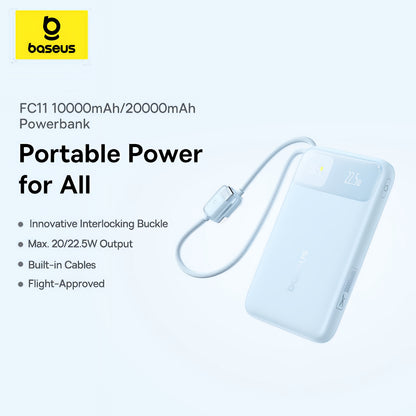 Baseus EnerFill FC11 külső akkumulátor, 20000mAh, 22,5W, QC + PD, 1 x Lightning - 1 x USB-A - 2 x USB-C, Kék E0027S06