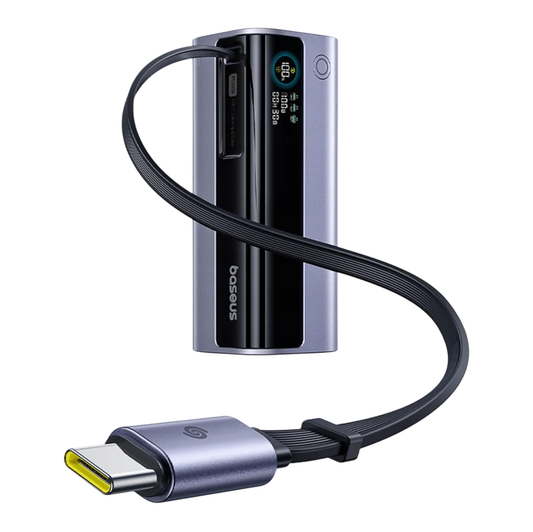 Baseus EnerGeek GR11 külső akkumulátor, 10000mAh, 100W, QC + PD, 1 x USB-A - 2 x USB-C, Szürke E0027A01