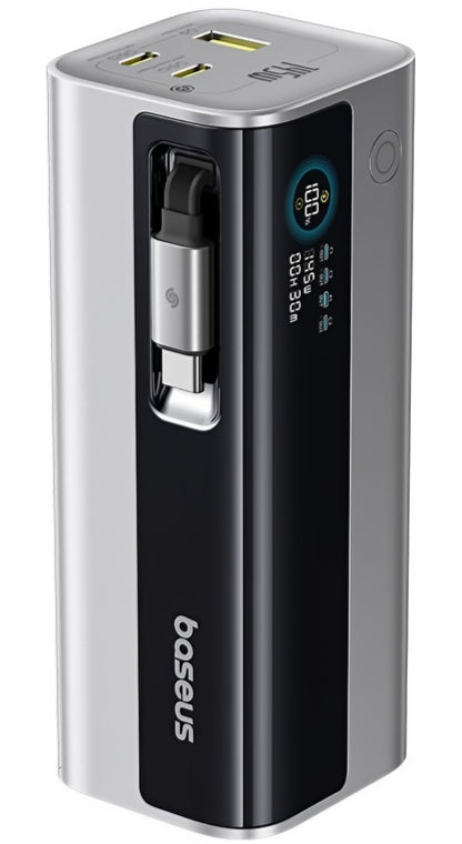 Baseus EnerGeek GR11 külső akkumulátor, 20000mAh, 145W, QC + PD, 1 x USB-A - 3 x USB-C, Ezüst E0027B02