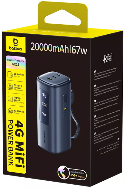 Baseus EnerGeek GX11 External Battery, 20000mAh, 67W, QC + PD, 1 x USB-A - 2 x USB-C, Black E0025701