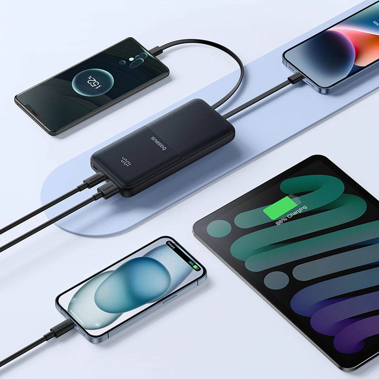 Baseus Lipow külső akkumulátor, 10000mAh, 22.5W, QC + PD, 1 x Lightning - 1 x USB-A - 2 x USB-C, Fekete P10079101123-00