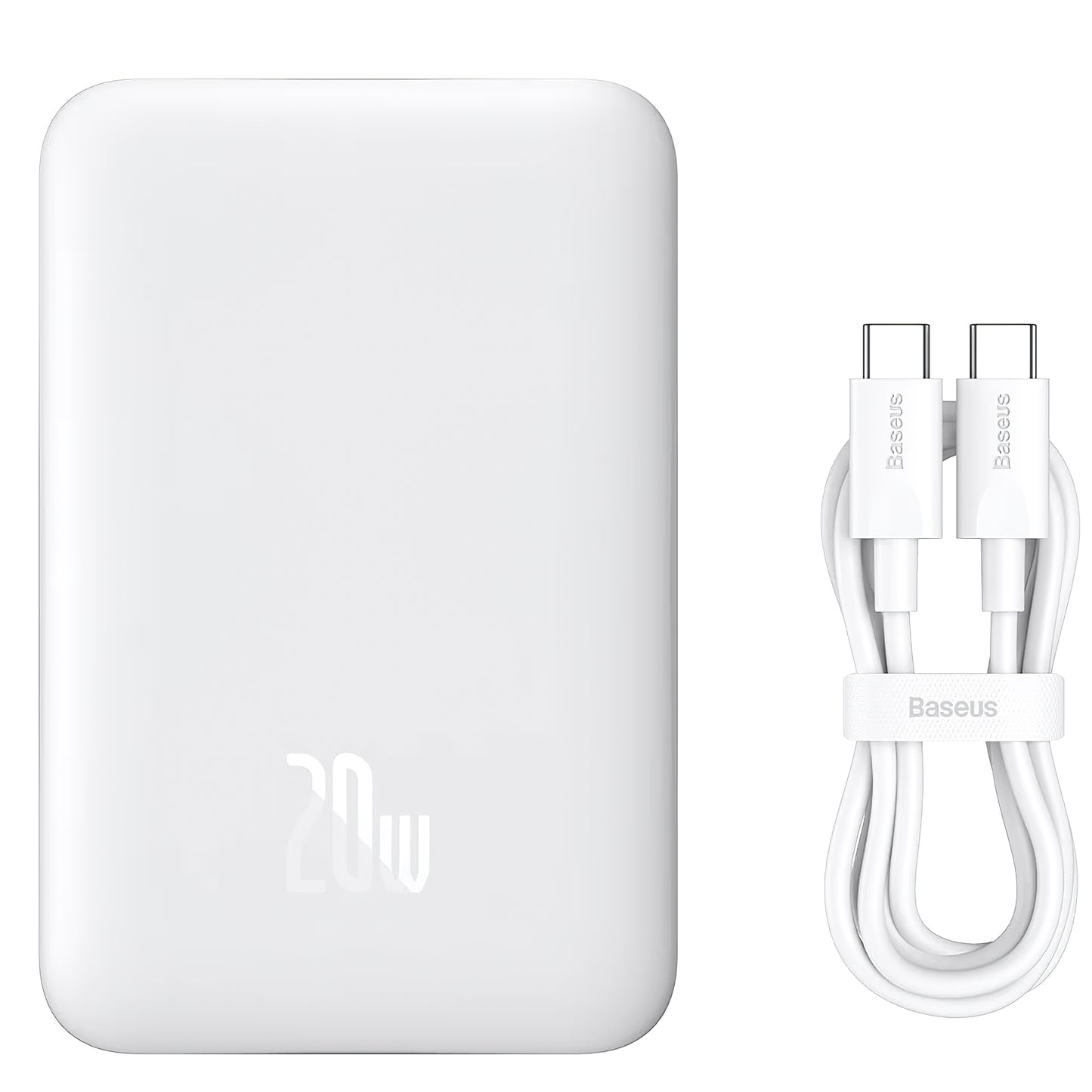Baseus Magnetic Mini külső akkumulátor, 10000mAh, 20W, PD + FQI, 1 x USB-C, Fehér P10059001223-00