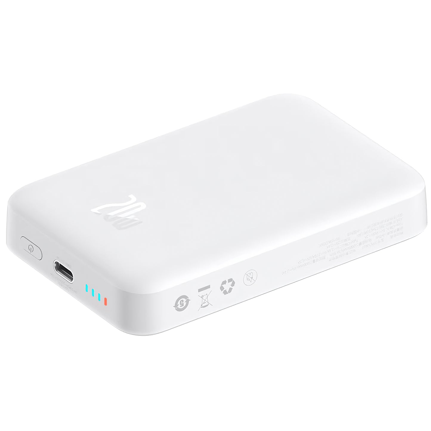 Baseus Magnetic Mini külső akkumulátor, 10000mAh, 20W, PD + FQI, 1 x USB-C, Fehér P10059001223-00