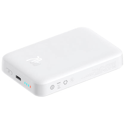 Baseus Magnetic Mini külső akkumulátor, 10000mAh, 20W, PD + FQI, 1 x USB-C, Fehér P10059001223-00