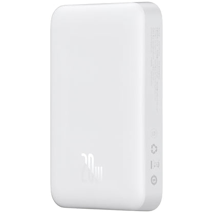 Baseus Magnetic Mini külső akkumulátor, 10000mAh, 20W, PD + FQI, 1 x USB-C, Fehér P10059001223-00