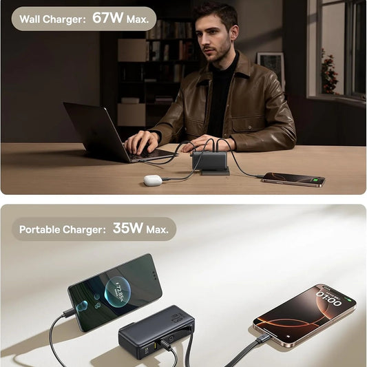 Külső akkumulátor Baseus Nomos NT11 Omni US, 10000mAh, 67W, QC + PD, 1 x USB-A - 2 x USB-C, Fekete P10078807123-00