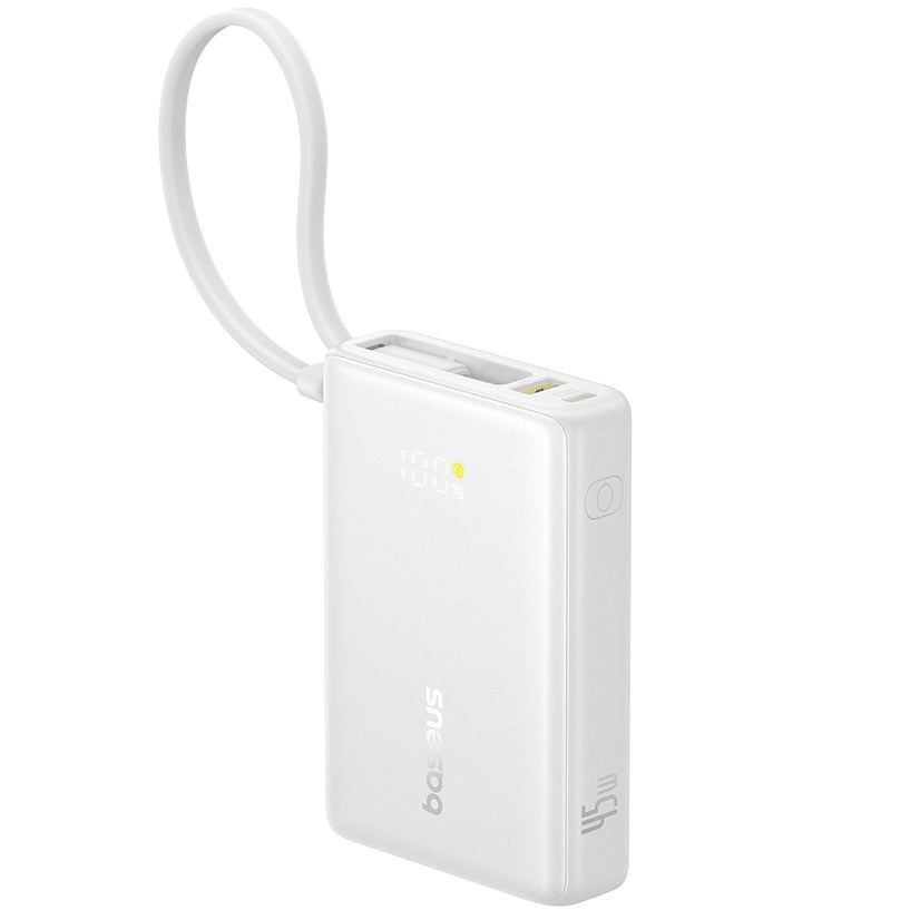 Baseus PicoGo külső akkumulátor, 10000mAh, 45W, QC + PD, 1 x USB-A - 2 x USB-C, Fehér P10076803213-00