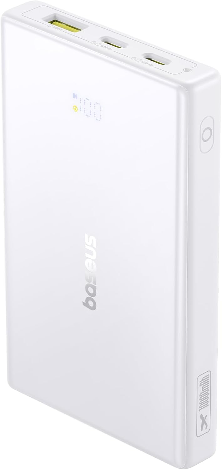 Baseus PicoGo külső akkumulátor, 10000mAh, 20W, QC + PD, 1 x USB-A - 2 x USB-C, Fehér P10076801213-00