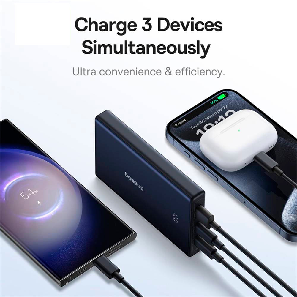 Baseus PicoGo külső akkumulátor, 10000mAh, 20W, QC + PD, 1 x USB-A - 2 x USB-C, Fekete P10076801123-00