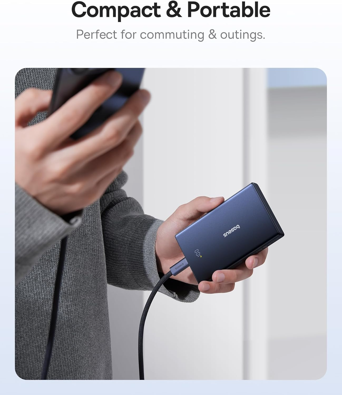 Baseus PicoGo külső akkumulátor, 10000mAh, 20W, QC + PD, 1 x USB-A - 2 x USB-C, Fehér P10076801213-00