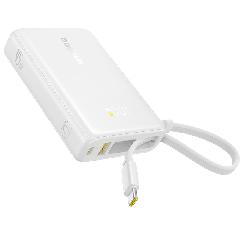 Baseus PicoGo külső akkumulátor, 10000mAh, 45W, QC + PD, 1 x USB-A - 2 x USB-C, Fehér P10076803213-00