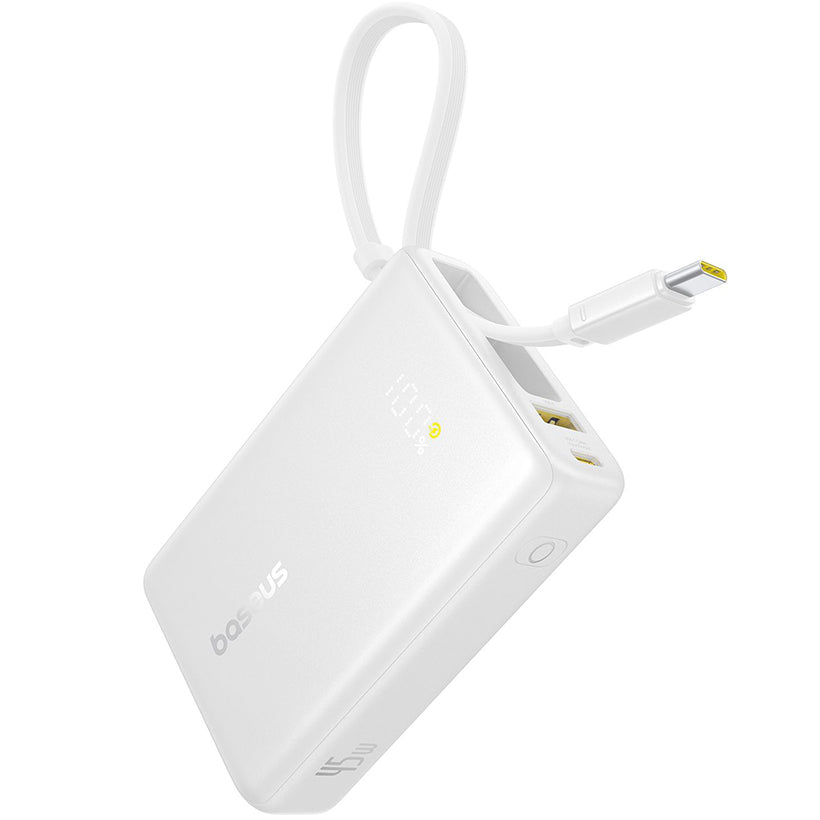 Baseus PicoGo külső akkumulátor, 10000mAh, 45W, QC + PD, 1 x USB-A - 2 x USB-C, Fehér P10076803213-00