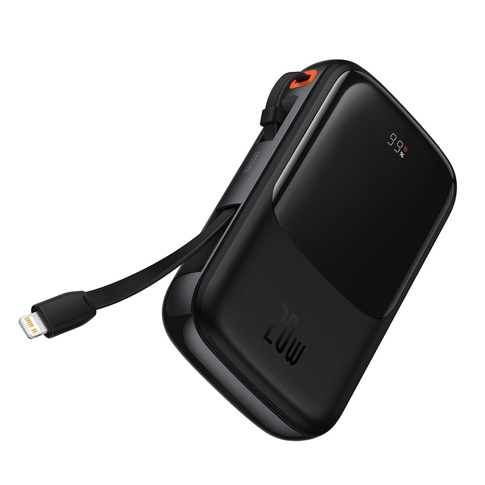 Baseus Qpow Pro külső akkumulátor, 20000mAh, 20W, QC + PD, 1 x Lightning - 1 x USB-A - 1 x USB-C, Fekete PPQD040001