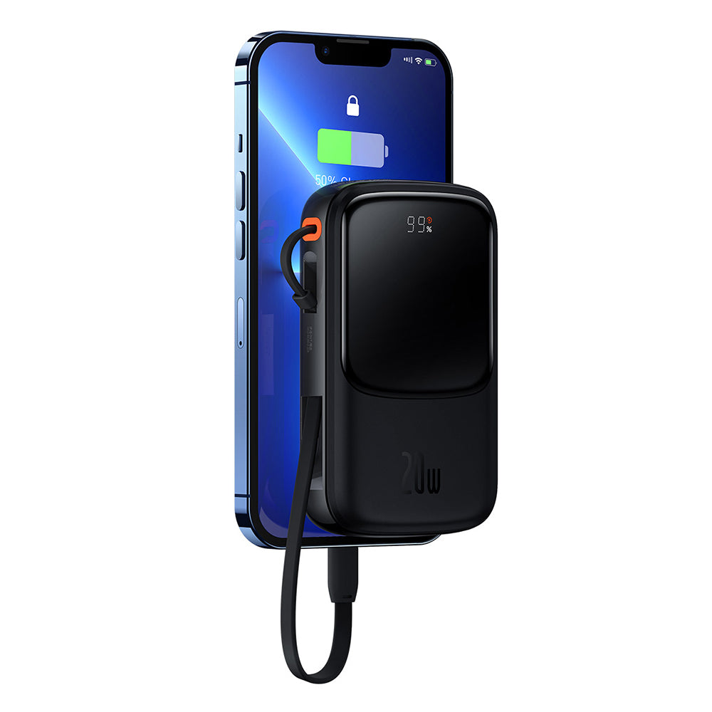 Baseus Qpow Pro külső akkumulátor, 20000mAh, 20W, QC + PD, 1 x Lightning - 1 x USB-A - 1 x USB-C, Fekete PPQD040001