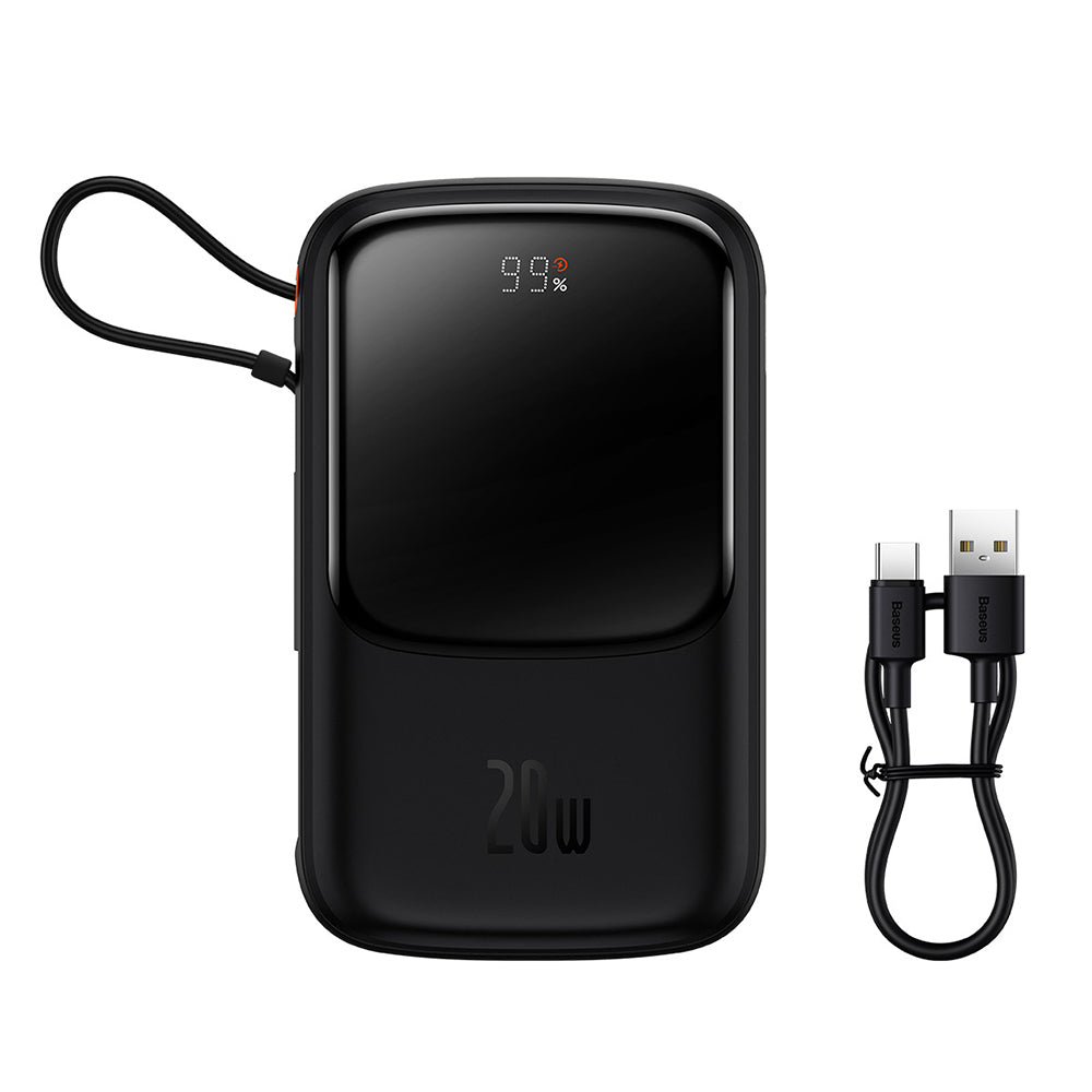 Baseus Qpow Pro külső akkumulátor, 20000mAh, 20W, QC + PD, 1 x Lightning - 1 x USB-A - 1 x USB-C, Fekete PPQD040001