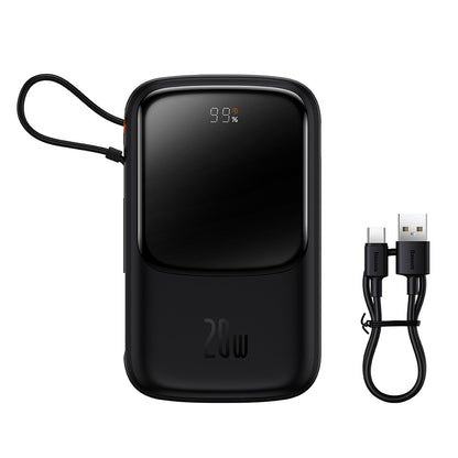 Baseus Qpow Pro külső akkumulátor, 20000mAh, 20W, QC + PD, 1 x Lightning - 1 x USB-A - 1 x USB-C, Fekete PPQD040001