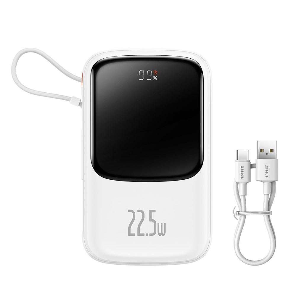 Baseus Qpow Pro külső akkumulátor, 10000mAh, 22.5W, QC + PD, 1 x USB-A - 2 x USB-C, Fehér PPQD020102