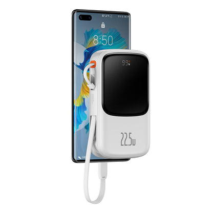 Baseus Qpow Pro külső akkumulátor, 10000mAh, 22.5W, QC + PD, 1 x USB-A - 2 x USB-C, Fehér PPQD020102