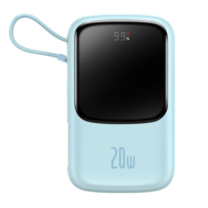 Baseus Qpow Pro External Battery, 20000mAh, 20W, QC + PD, 1 x Lightning - 1 x USB-A - 1 x USB-C, Blue PPQD030003