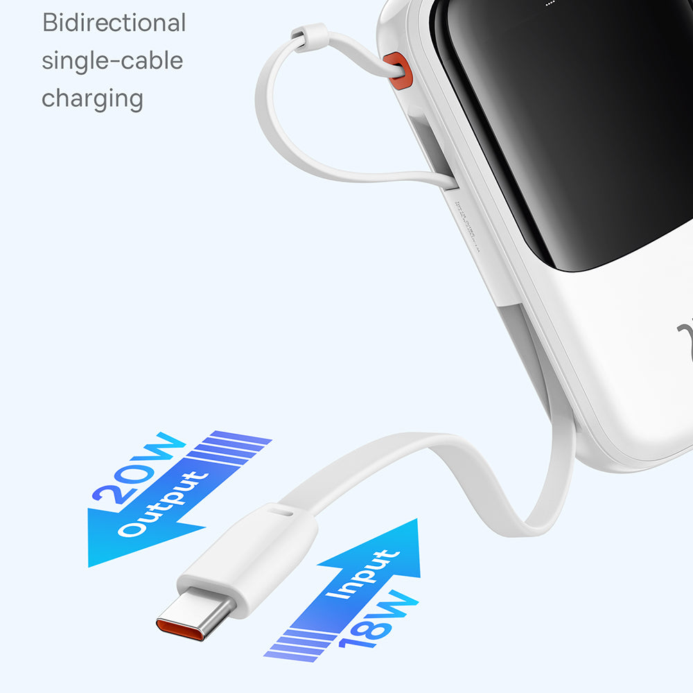 Baseus Qpow Pro+ külső akkumulátor, 10000mAh, 22.5W, QC + PD, 1 x USB-A - 2 x USB-C, Fehér P10067101213-00