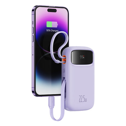 Baseus Qpow Pro+ külső akkumulátor, 10000mAh, 22.5W, QC + PD, 1 x Lightning - 1 x USB-A - 2 x USB-C, Lila P10055003513-00