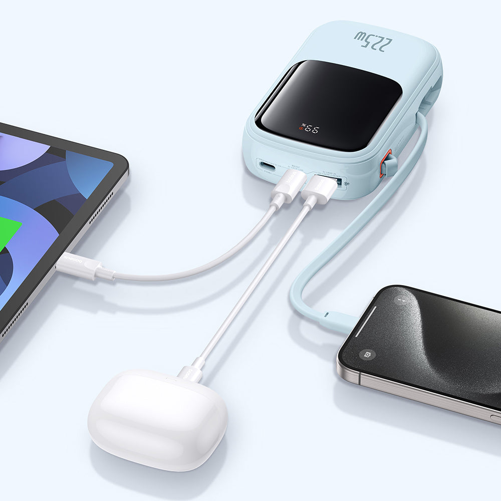 Baseus Qpow Pro+ külső akkumulátor, 20000mAh, 22.5W, QC + PD, 1 x USB-A - 2 x USB-C, kék P10067103313-00