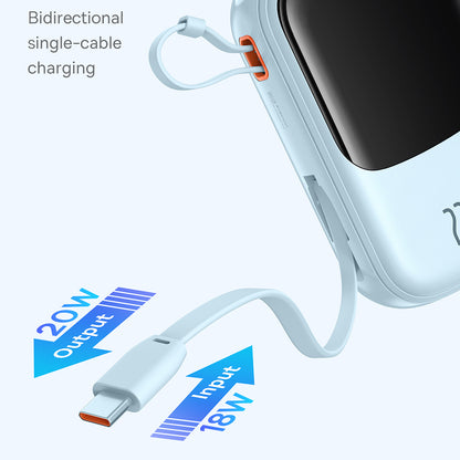 Baseus Qpow Pro+ külső akkumulátor, 20000mAh, 22.5W, QC + PD, 1 x USB-A - 2 x USB-C, kék P10067103313-00