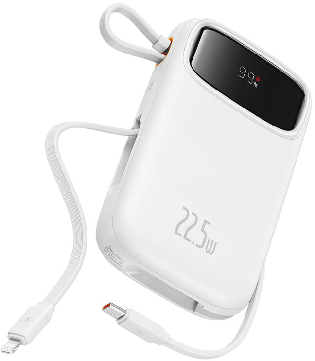 Baseus Qpow2 külső akkumulátor, 10000mAh, 22.5W, QC + PD, 1 x Lightning - 1 x USB-A - 2 x USB-C, Fehér P10055003223-00