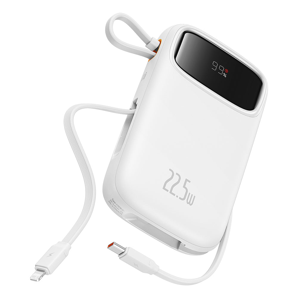 Baseus Qpow2 külső akkumulátor, 20000mAh, 22.5W, QC + PD, 1 x Lightning - 1 x USB-A - 2 x USB-C, Fehér P10055002223-00