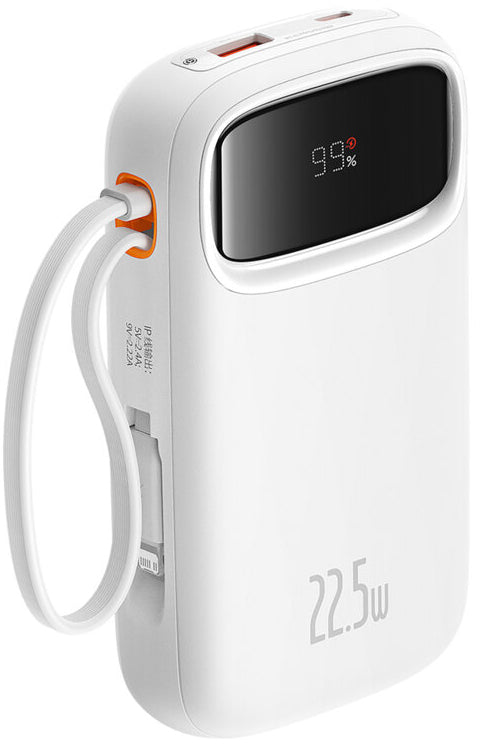 Baseus Qpow2 külső akkumulátor, 10000mAh, 22.5W, QC + PD, 1 x Lightning - 1 x USB-A - 2 x USB-C, Fehér P10055003223-00