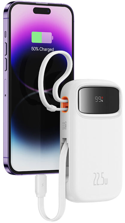 Baseus Qpow2 külső akkumulátor, 10000mAh, 22.5W, QC + PD, 1 x Lightning - 1 x USB-A - 2 x USB-C, Fehér P10055003223-00