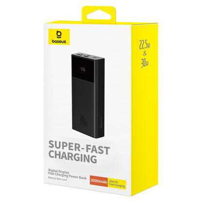 Baseus Star Lord külső akkumulátor, 20000mAh, 30W, QC + PD, 1 x USB-C - 2 x USB-A, Fekete P10022904113-00