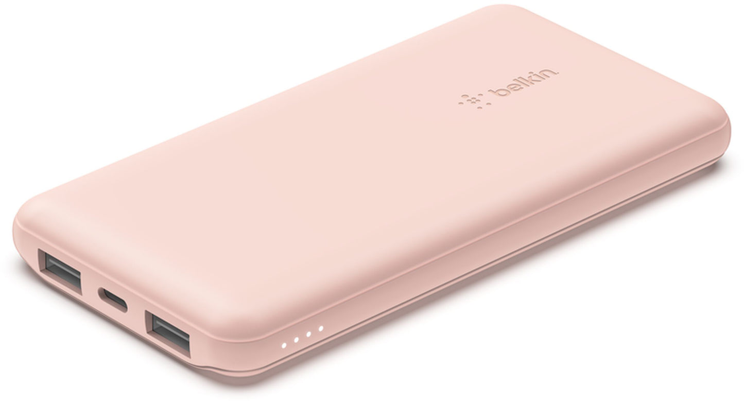 Belkin BoostCharge külső akkumulátor, 10000mAh, 15W, 1 x USB-C - 2 x USB-A, Rózsaszín BPB011btRG