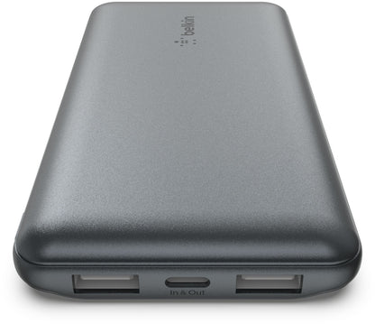 Belkin BoostCharge külső akkumulátor, 10000mAh, 15W, 1 x USB-C - 2 x USB-A, Szürke BPB011btGY