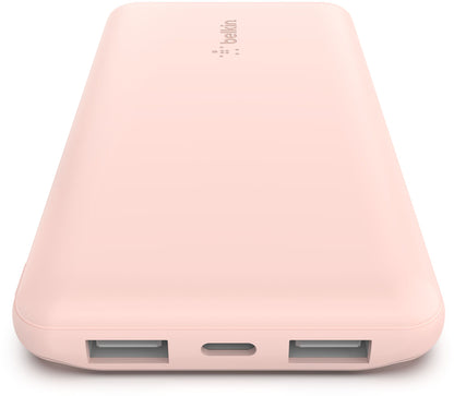 Belkin BoostCharge külső akkumulátor, 10000mAh, 15W, 1 x USB-C - 2 x USB-A, Rózsaszín BPB011btRG