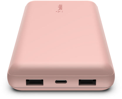 Belkin BoostCharge külső akkumulátor, 20000mAh, 15W, 1 x USB-C - 2 x USB-A, Rózsaarany BPB012btRG