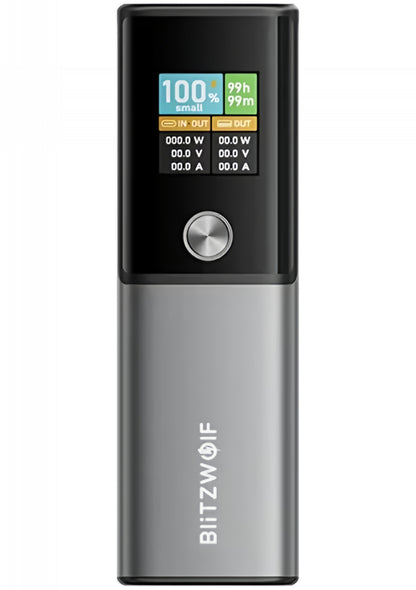 BlitzWolf BW-P23 External Battery, 14000mAh, 100W, QC + PD, 1 x USB-A - 1 x USB-C, Gray